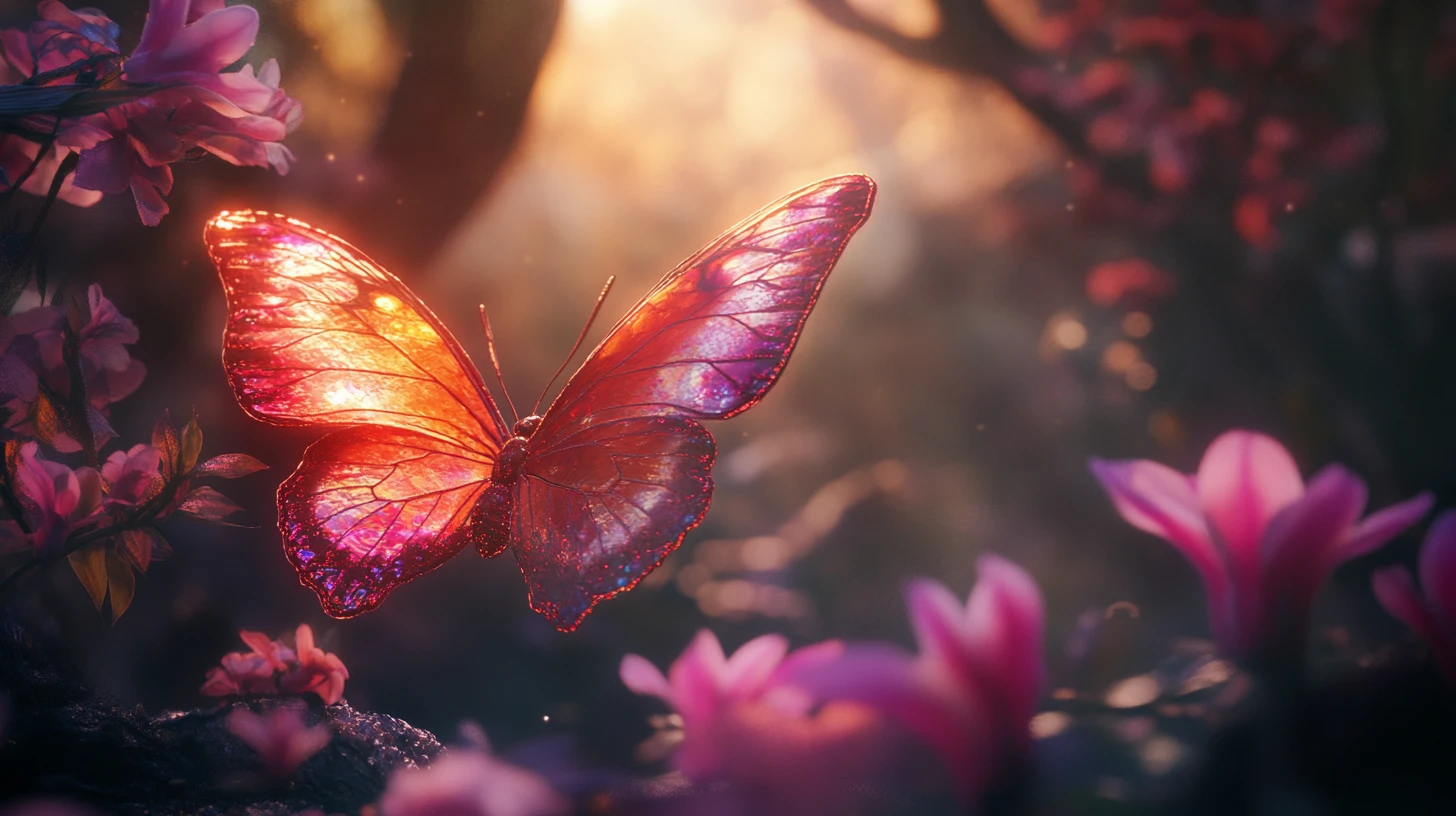 Butterfly Wings Opening Into A Surreal Forest Realm