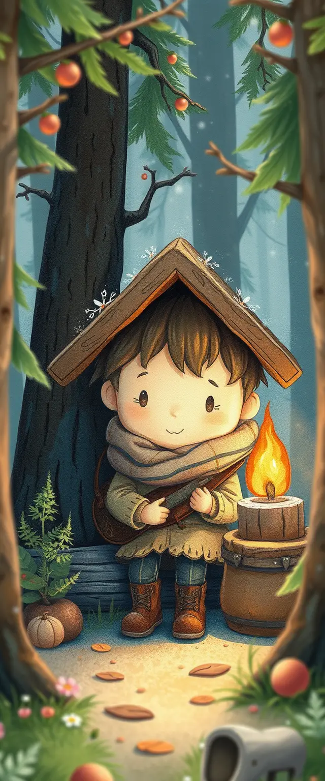 Minuscule humain de la forêt en illustration aquarelle douillette