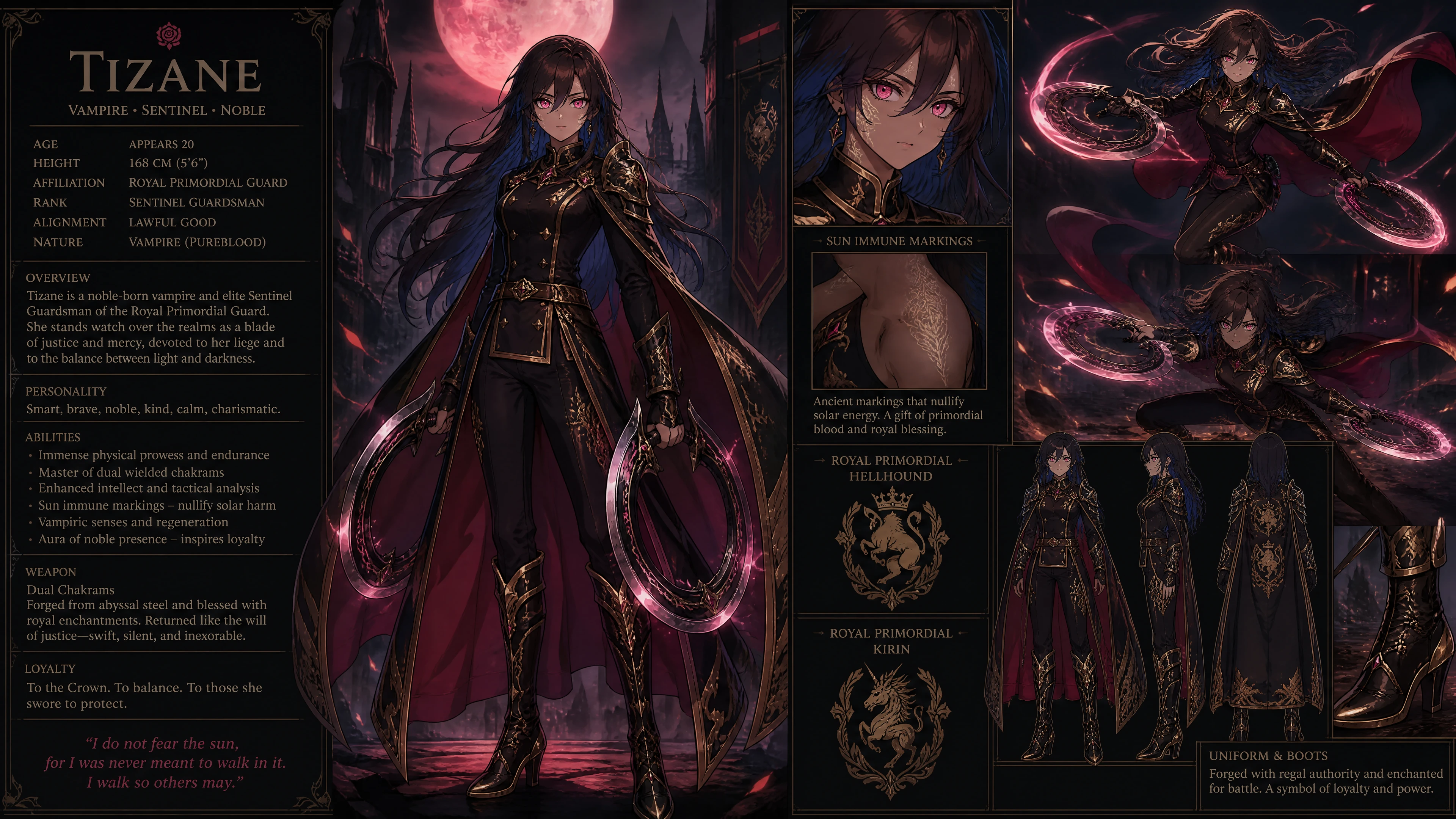 Nobre vampira em uniforme de sentinela real