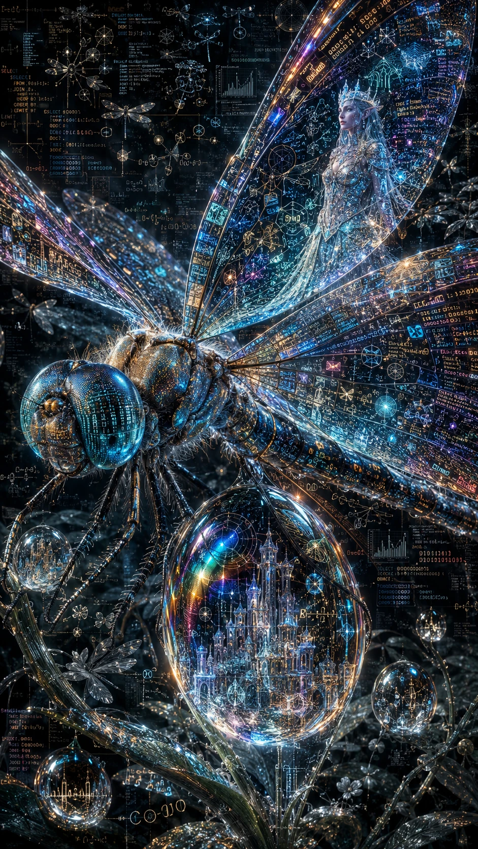 Gros plan extrême sur une aile de libellule fantastique et lumineuse