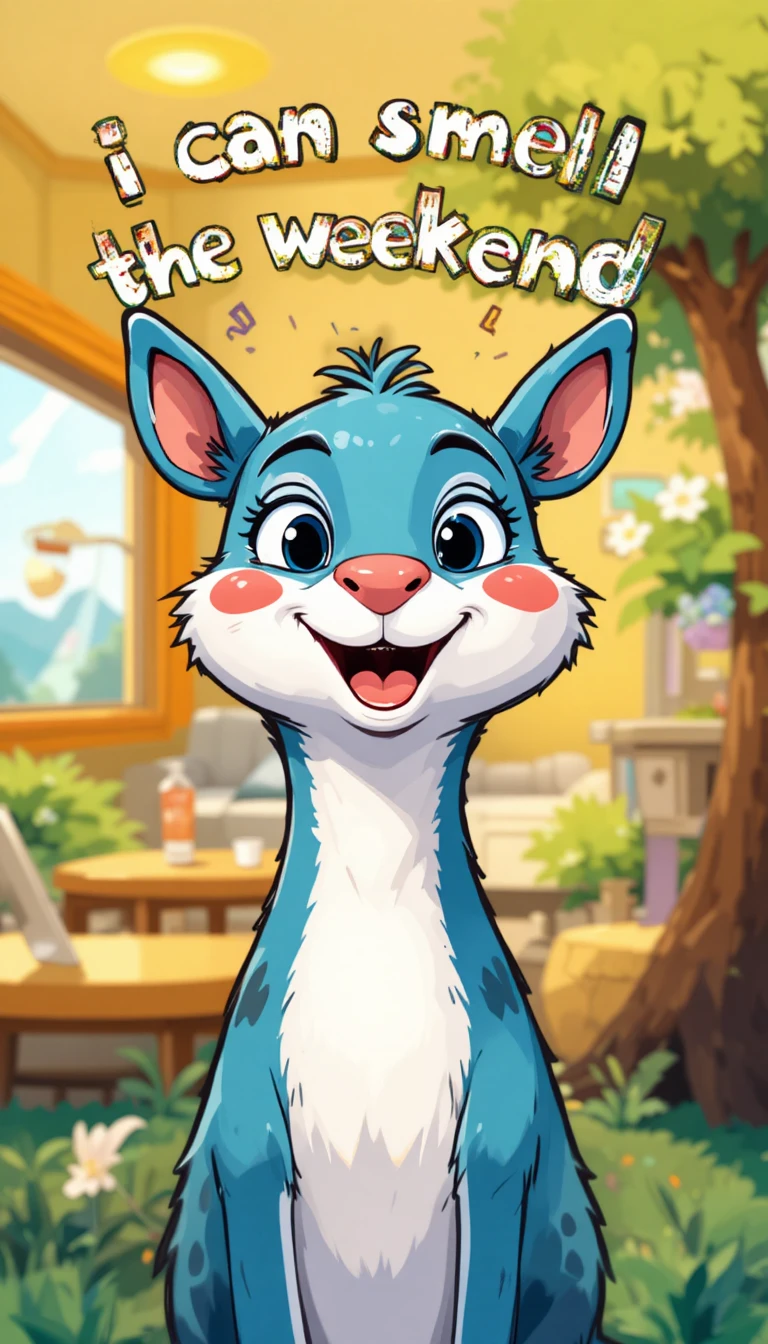 Simpatico animale cartoon con frase sul weekend in colori vivaci