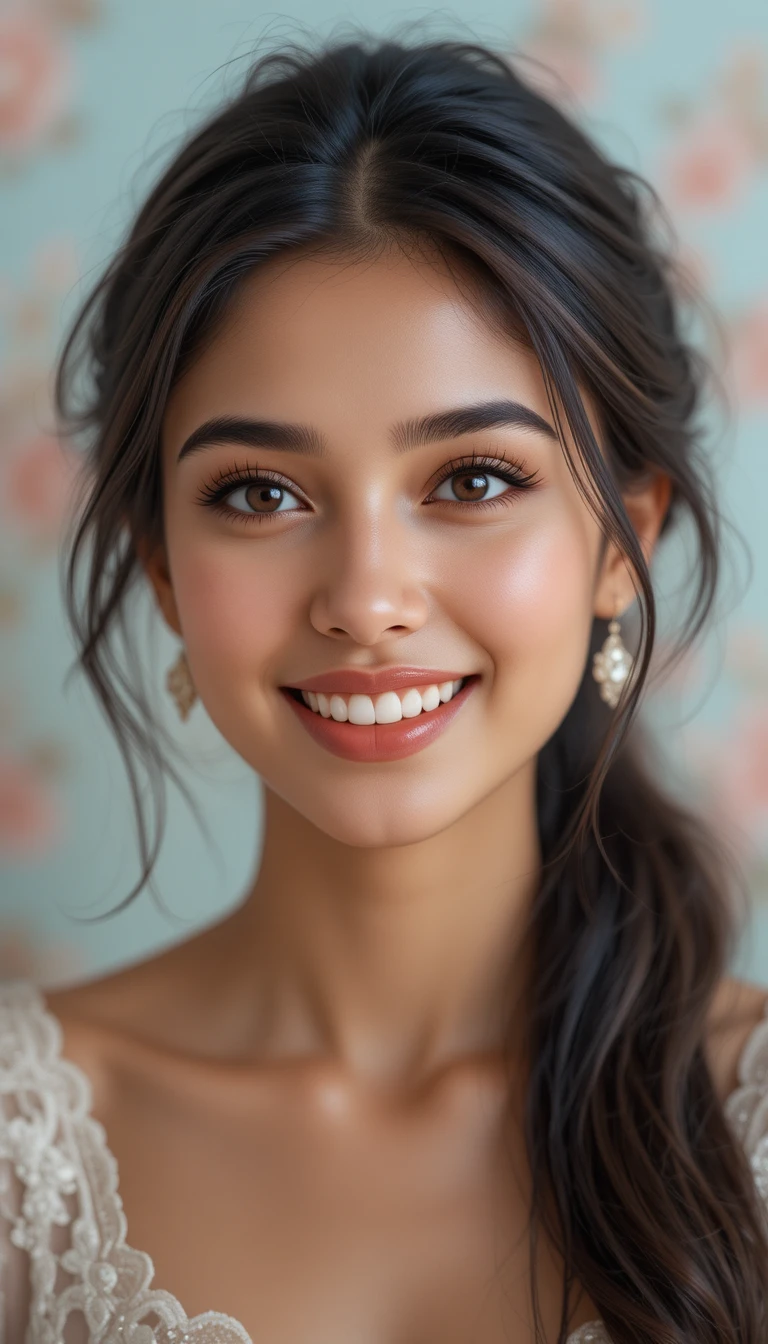 Warm close up portrait of a smiling young woman