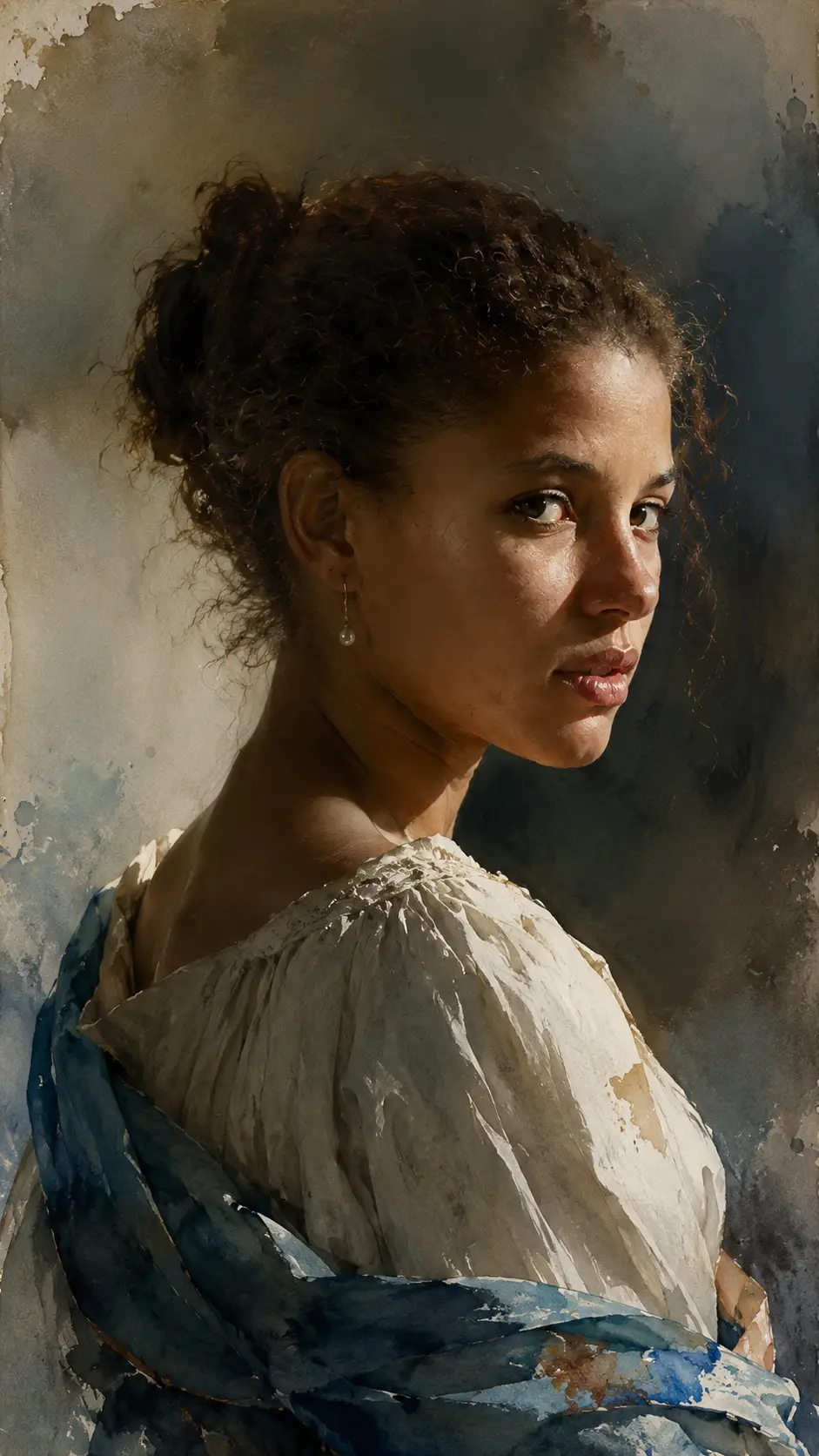 Dreamlike close up portrait of a young woman