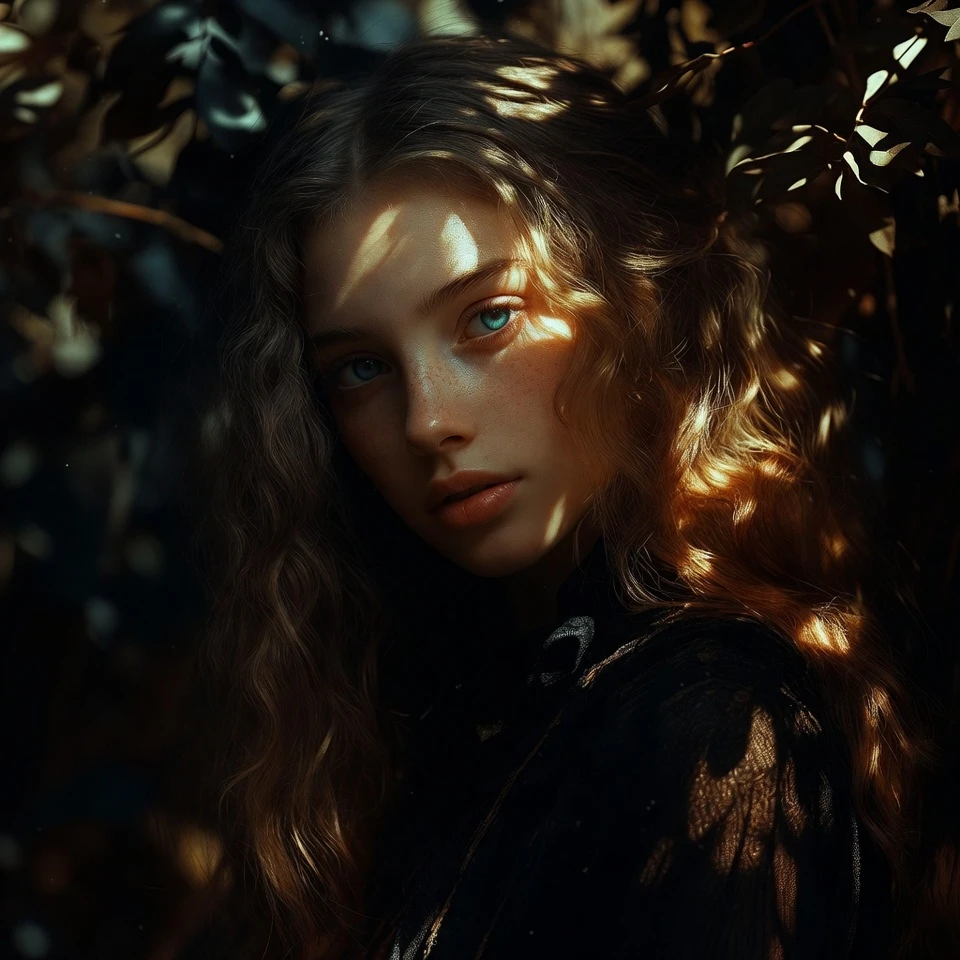 Retrato surreal fotorrealista de uma jovem mulher branca
