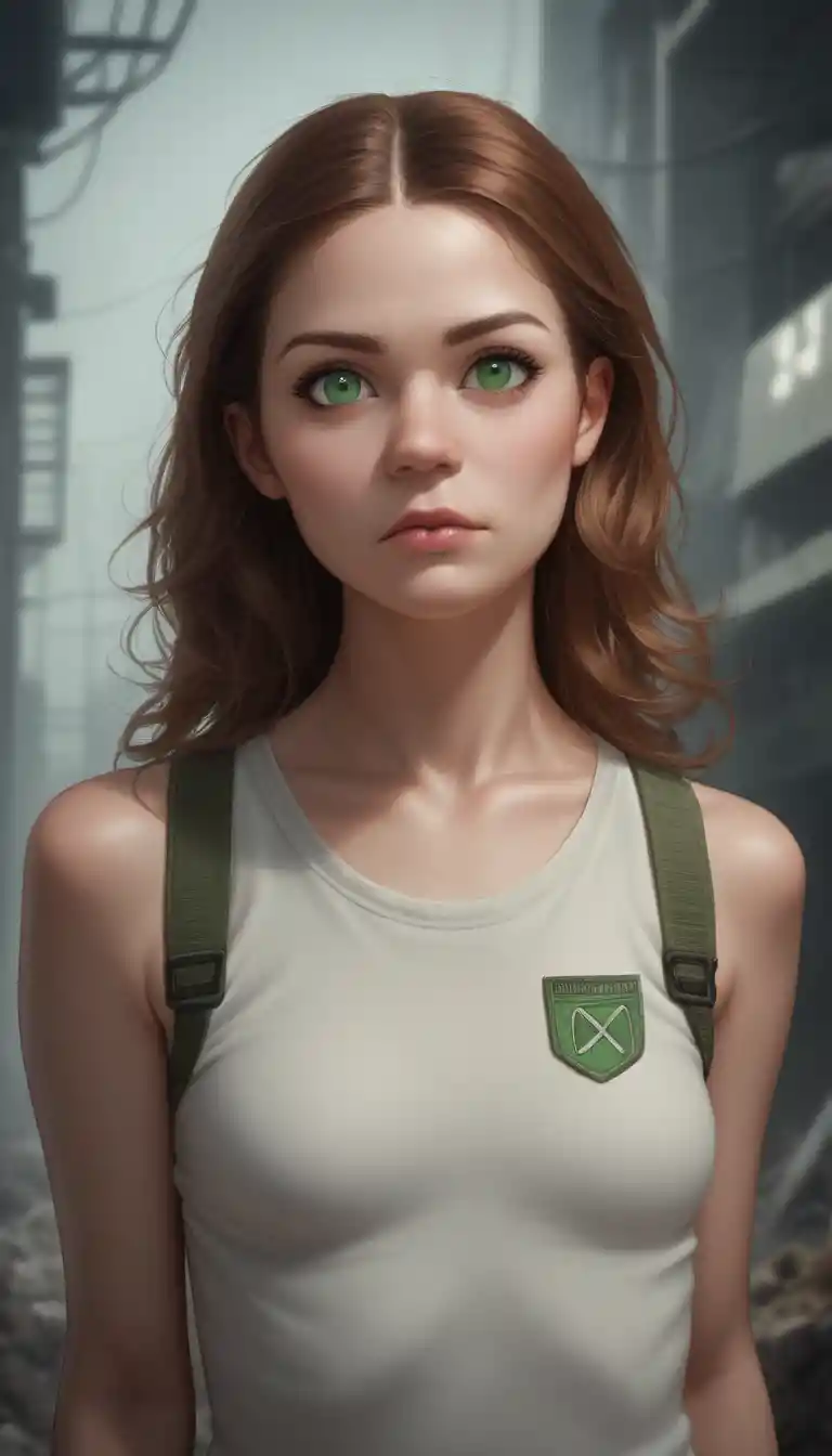 Young woman with serene expression and vivid realistic details