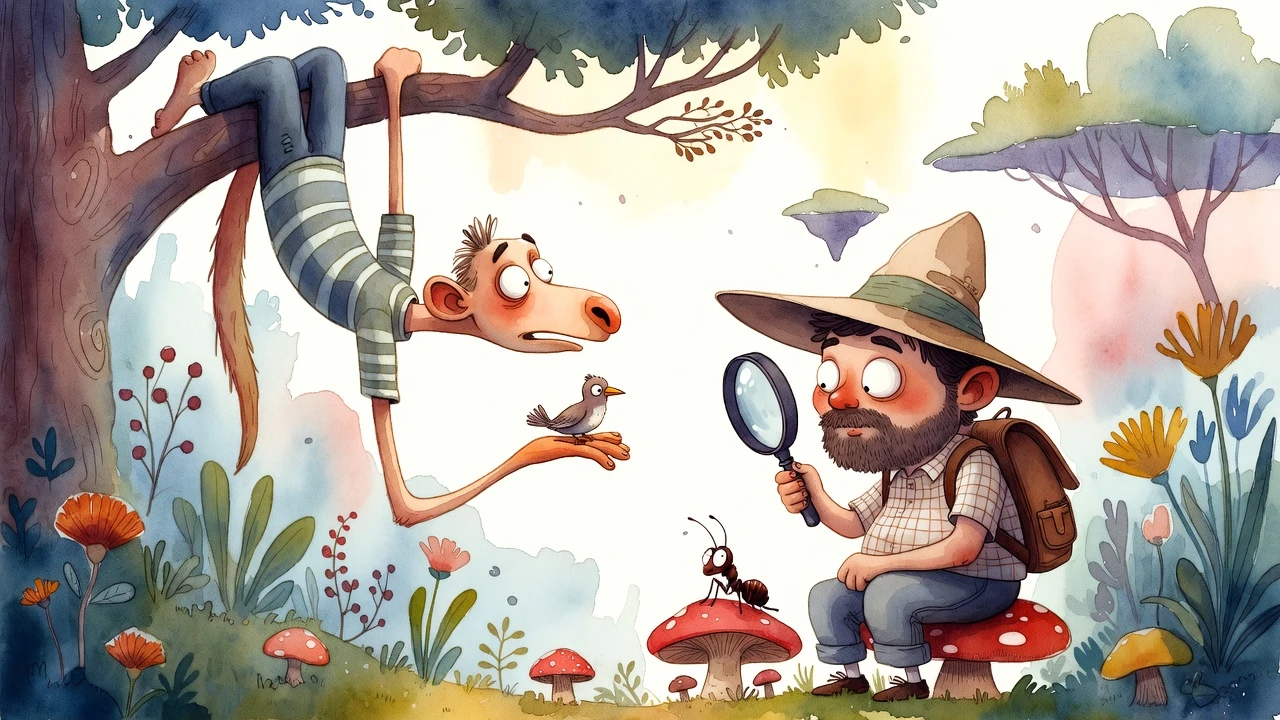 Illustration aquarelle de deux amis excentriques dans des poses ludiques