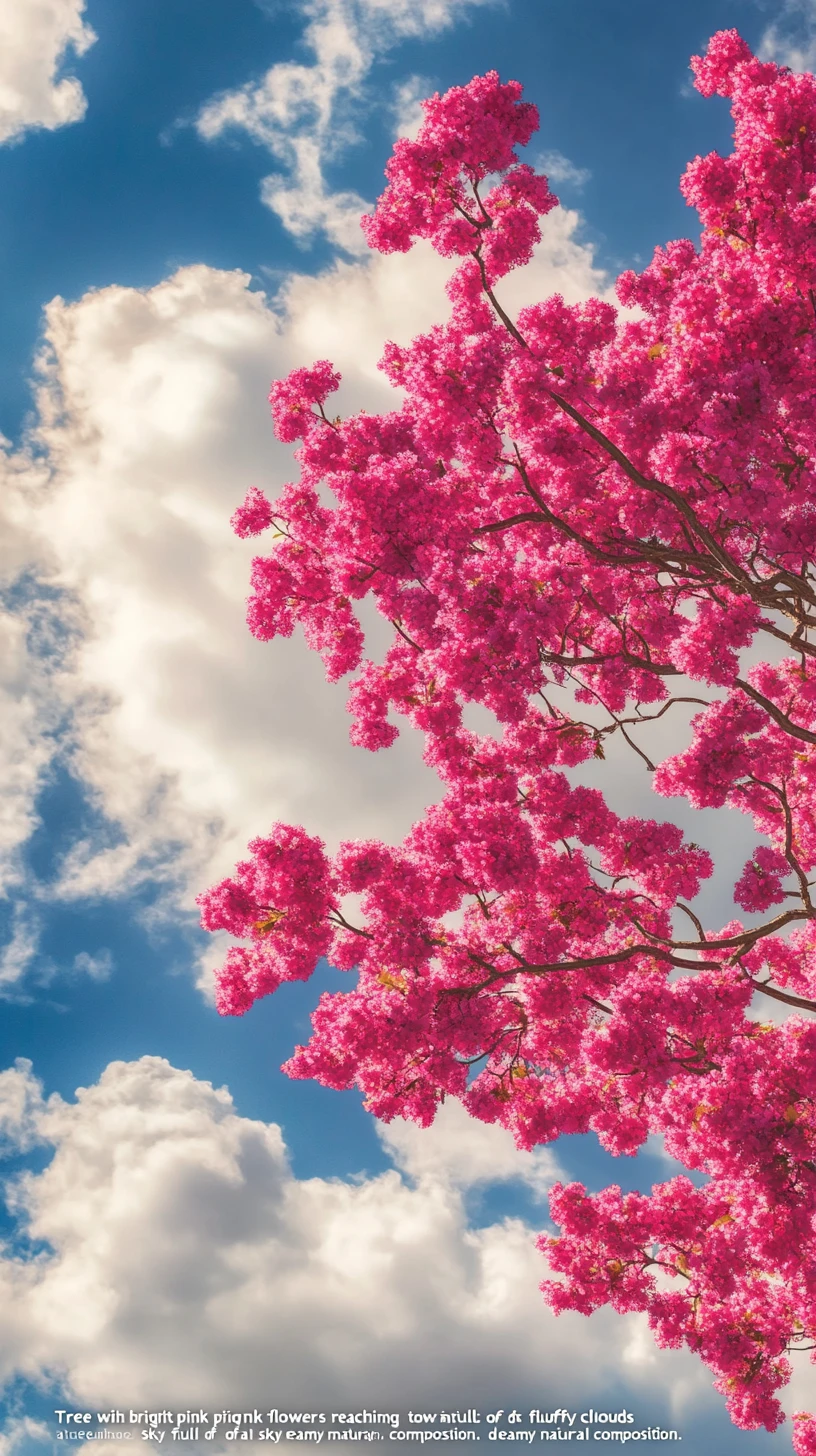 Tree With Pink Blossoms Against Soft Cloudy Sky