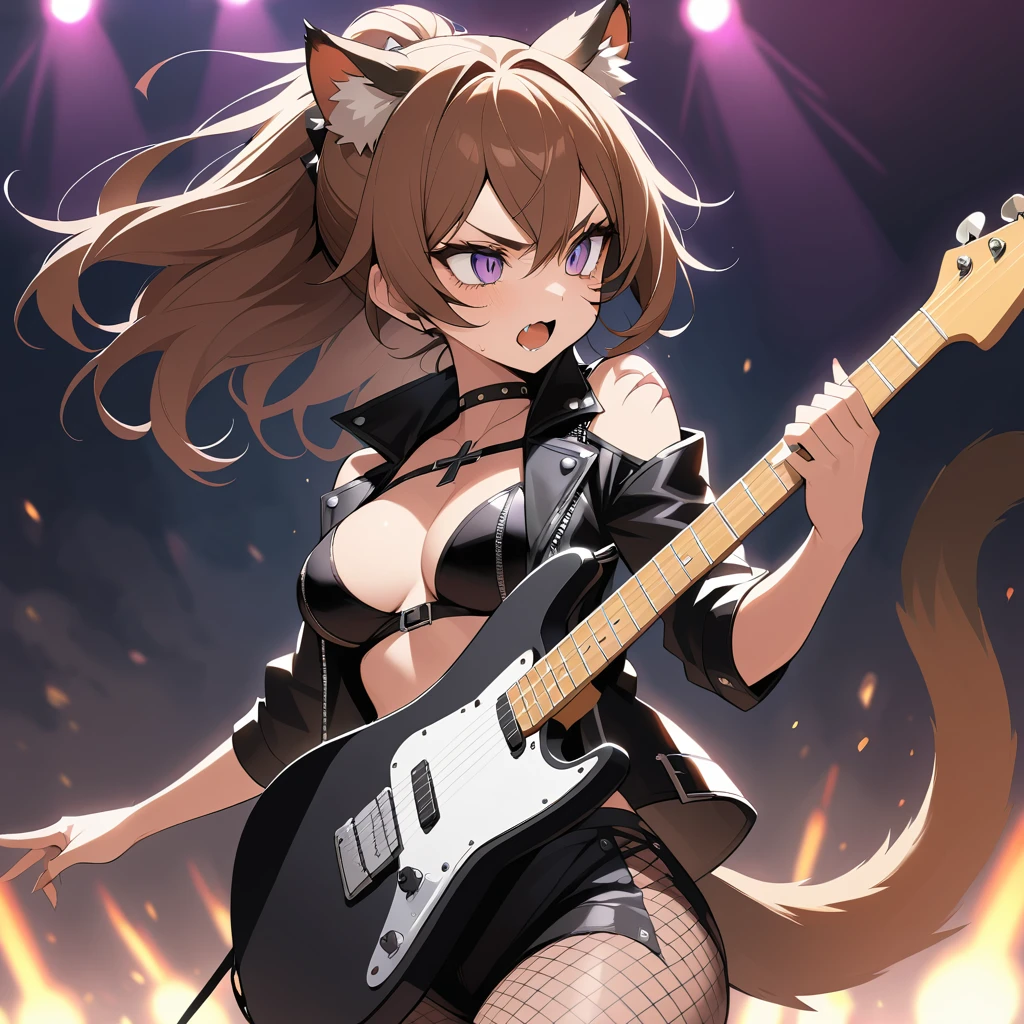 Rockstar donna con tratti da tigre che infiamma il palco