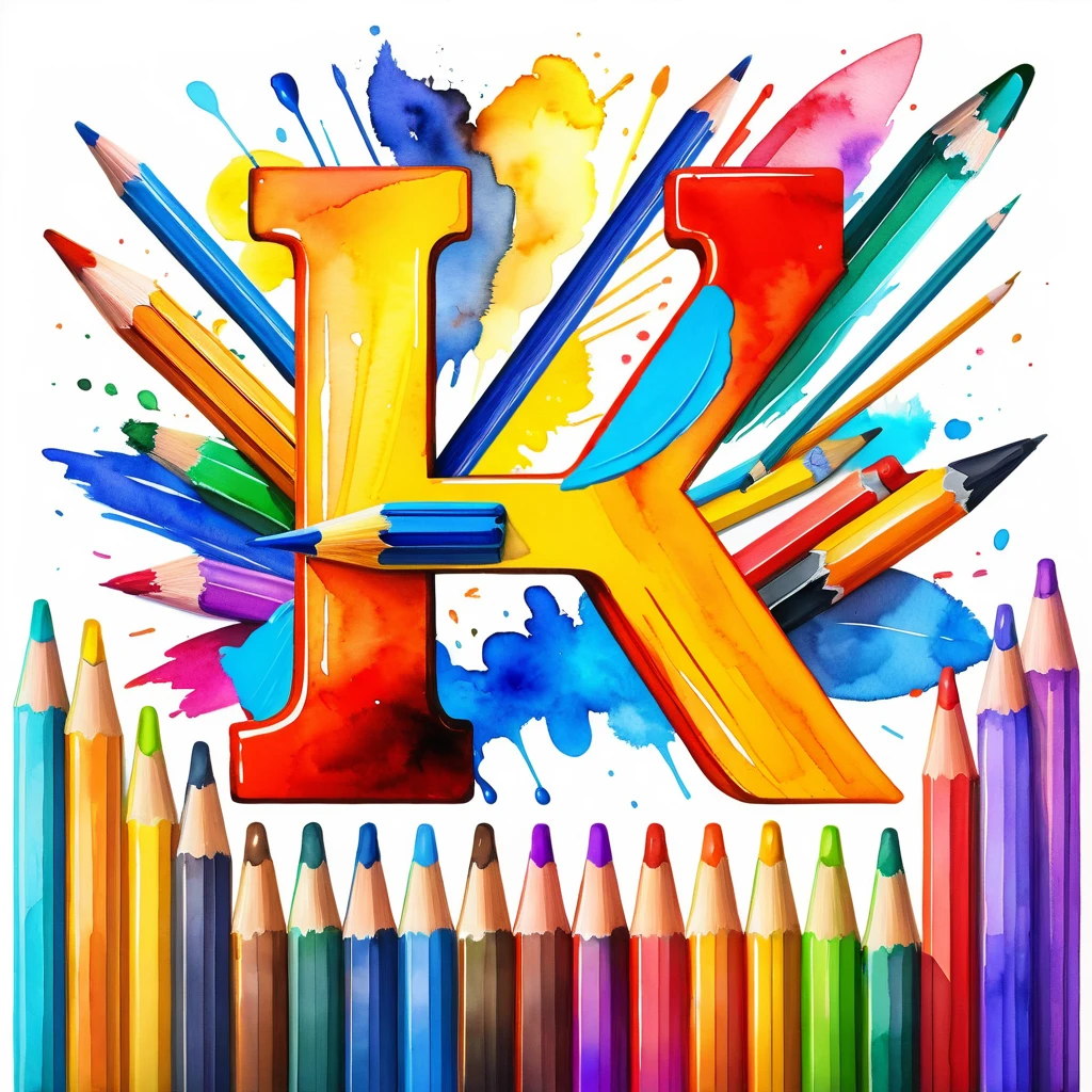 Número quatro colorido com ilustração de material escolar
