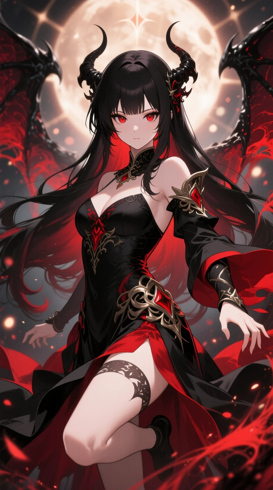 Eldritch god daughter reaching forward in anime portrait