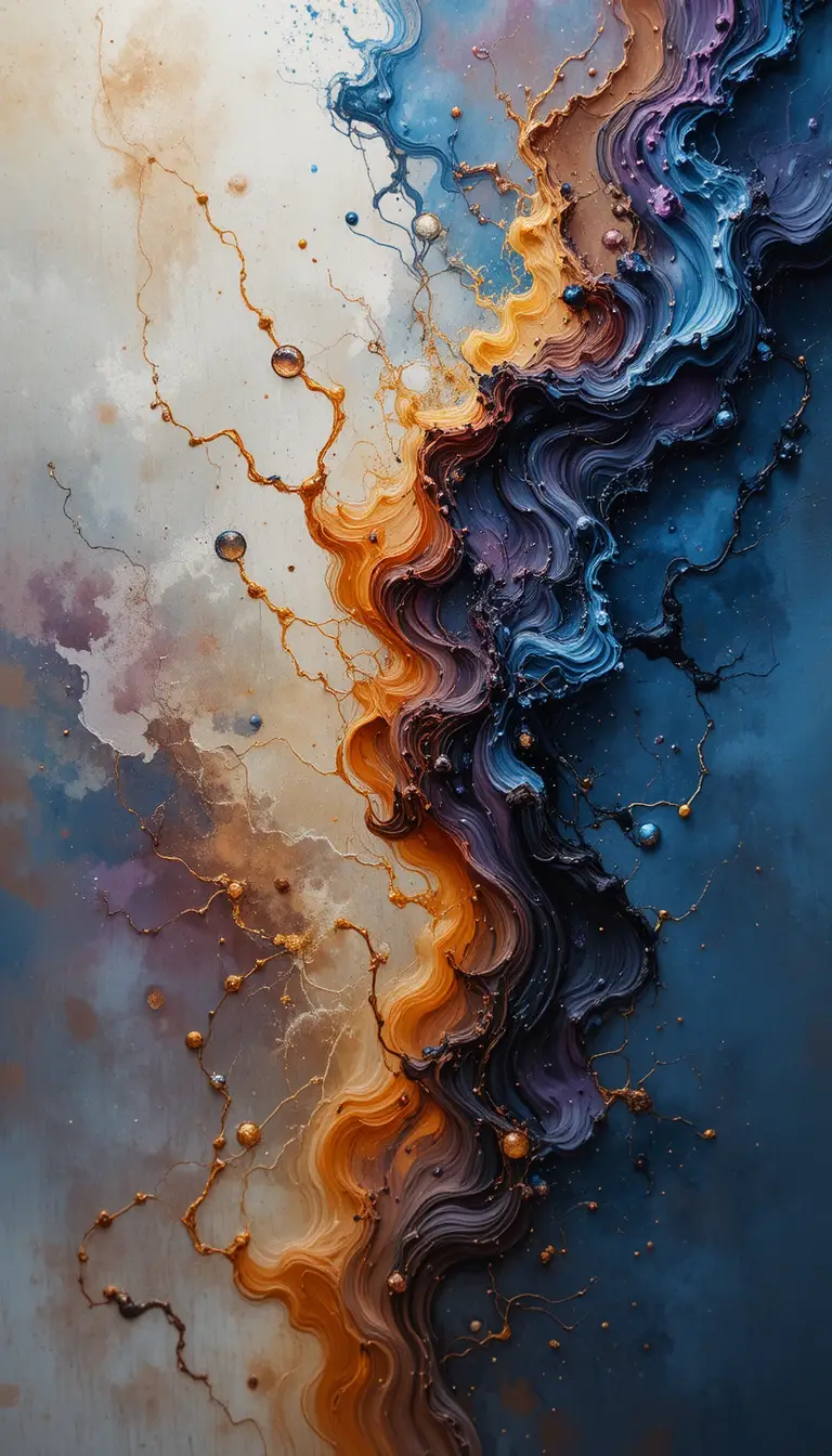 Stimmungsvolle Aquarellfusion mit rauchigen Verläufen und leuchtenden Spritzern