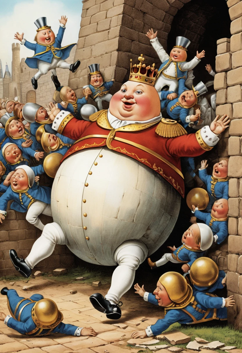 Personnage œuf Humpty Dumpty tombé d’un haut mur