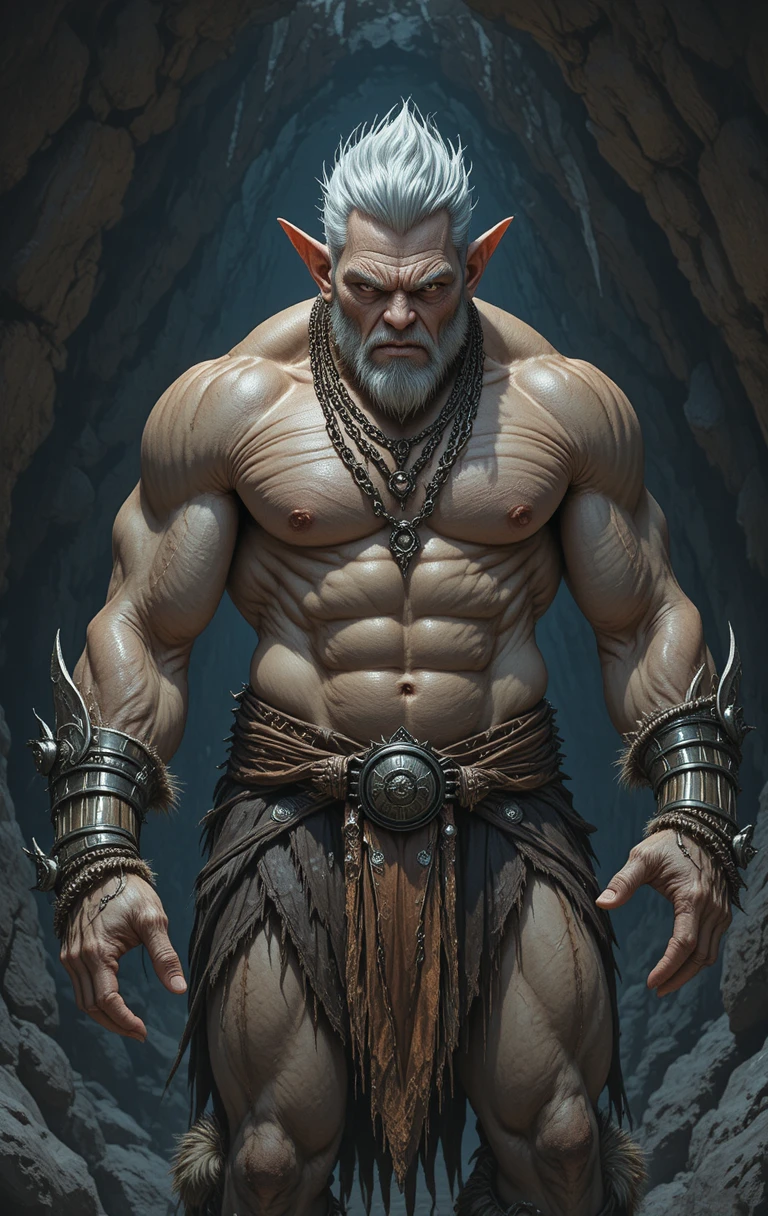 Intimidating Fantasy Troll Warrior In A Shadowy Cave