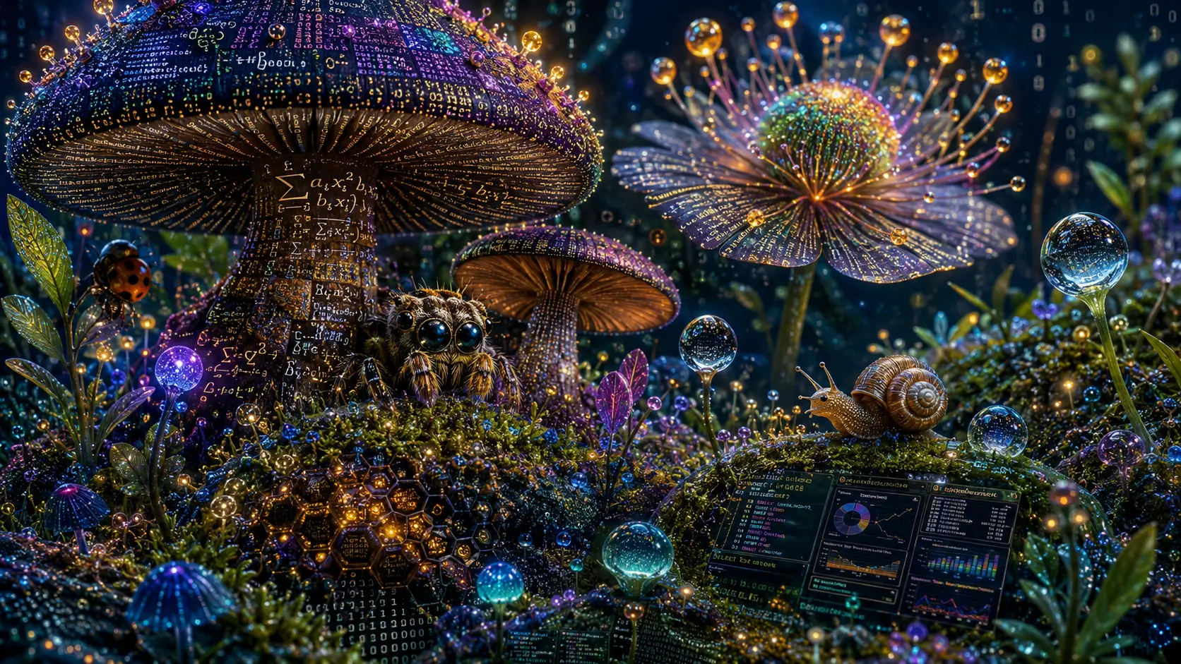 Vista ultra macro di un bizzarro mondo di fantasia microscopico