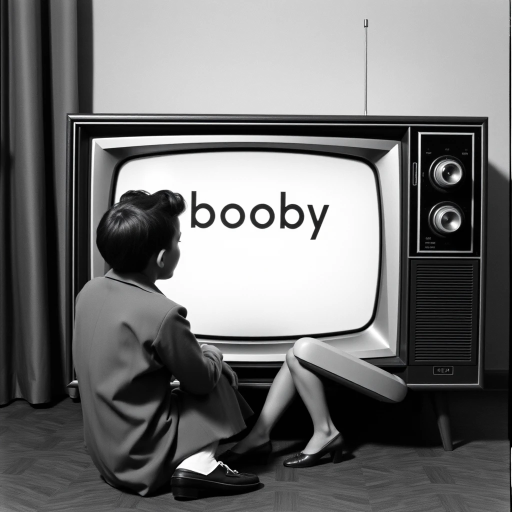 Frase engraçada em estilo retrô sobre palavras proibidas na TV