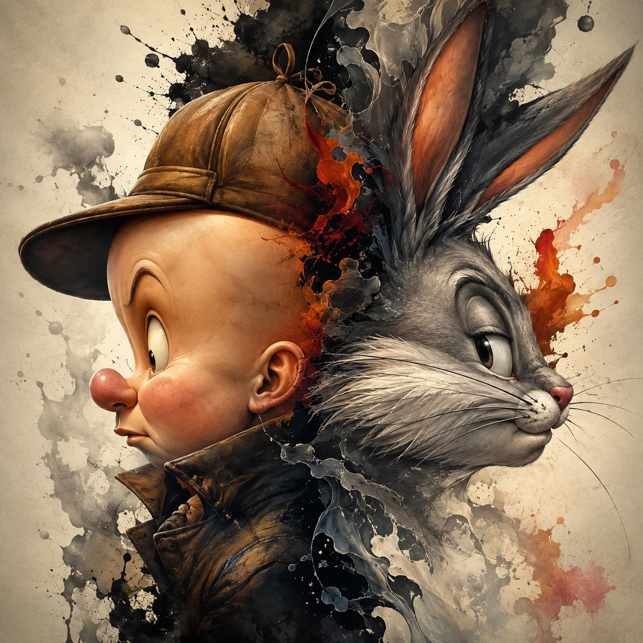 Mythic dual portrait in luminous digital painting style