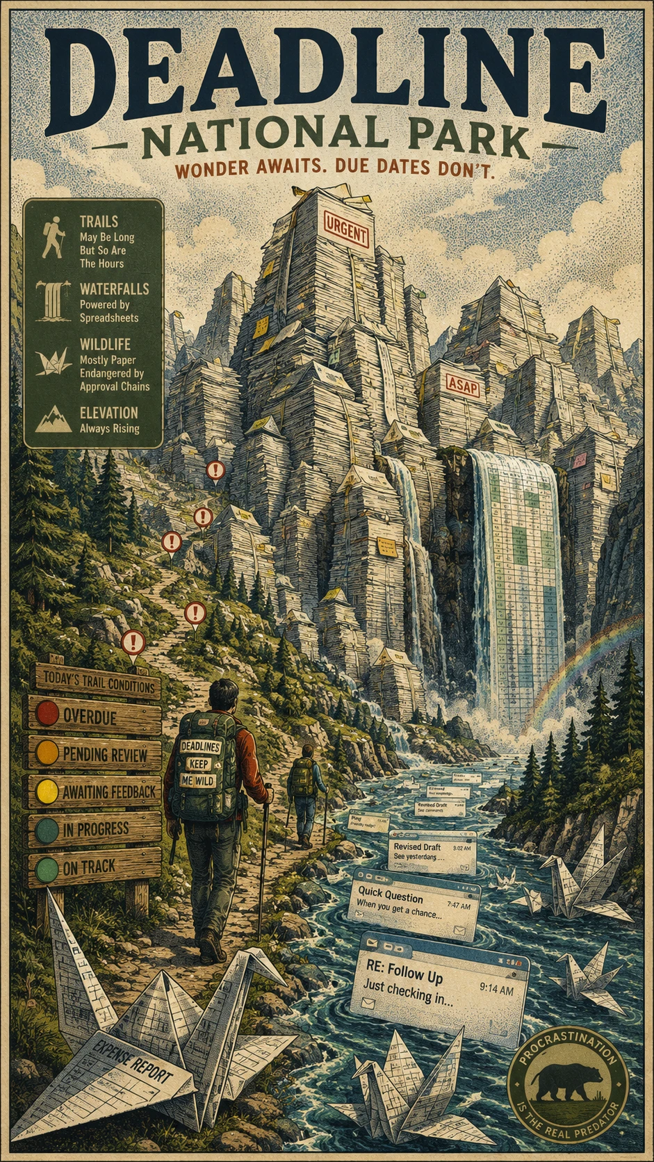 Surreal Deadline Mountain Landscape As Vintage Travel Poster