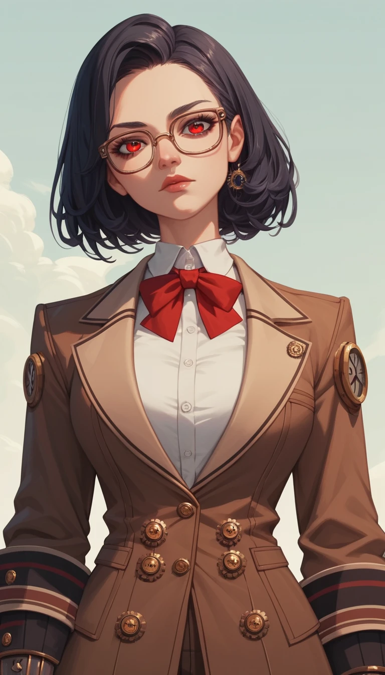 Close up steampunk teacher with glasses and bright eyes