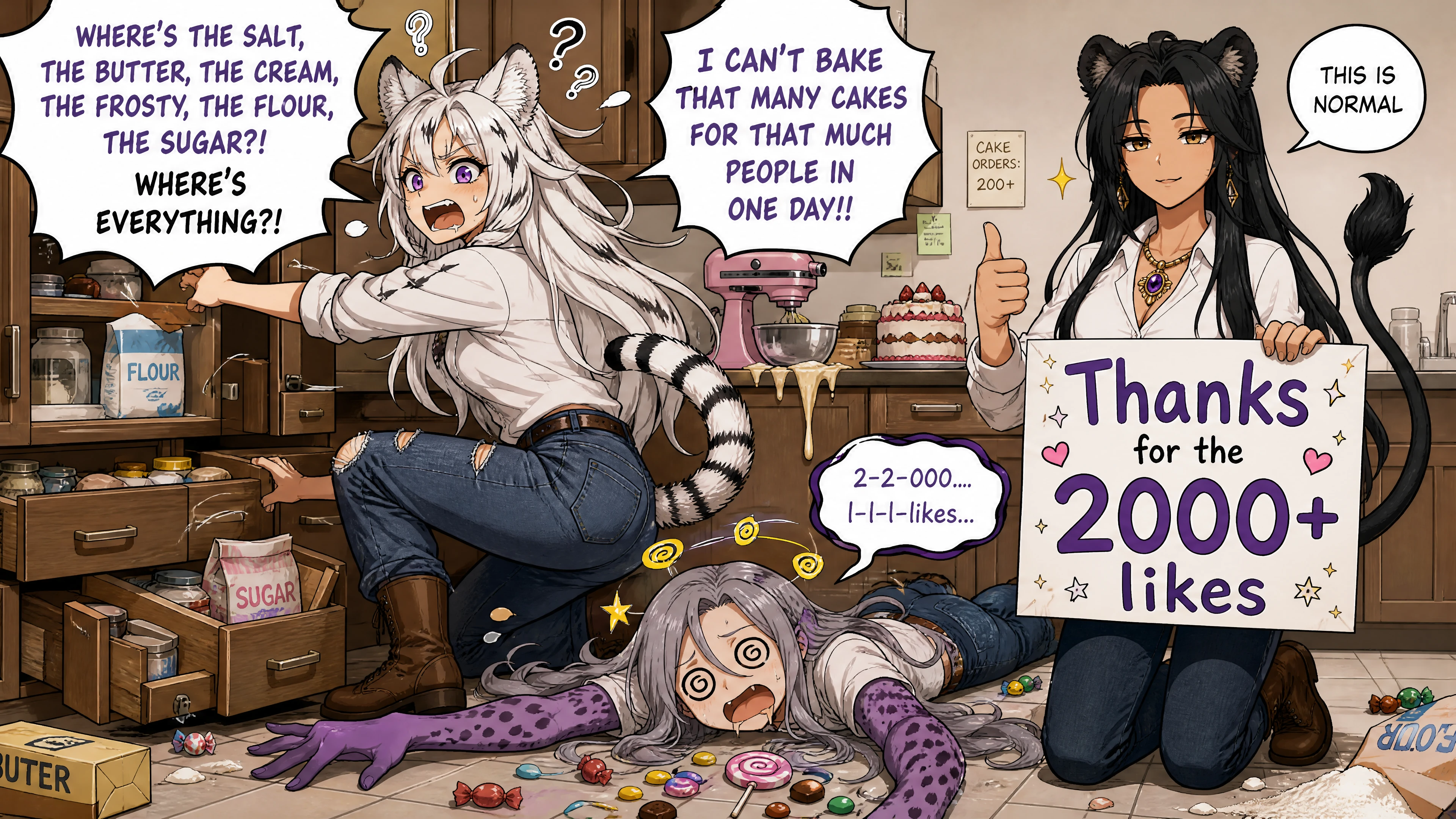Energische Anime-Bäckerin sucht verzweifelt in der ganzen Küche