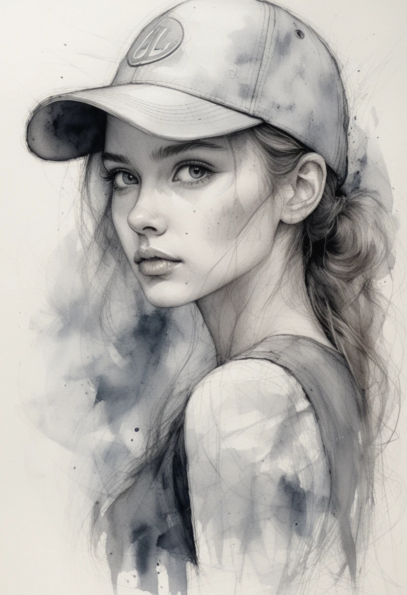 Portrait en gros plan d’une jeune femme aux gribouillis d’encre