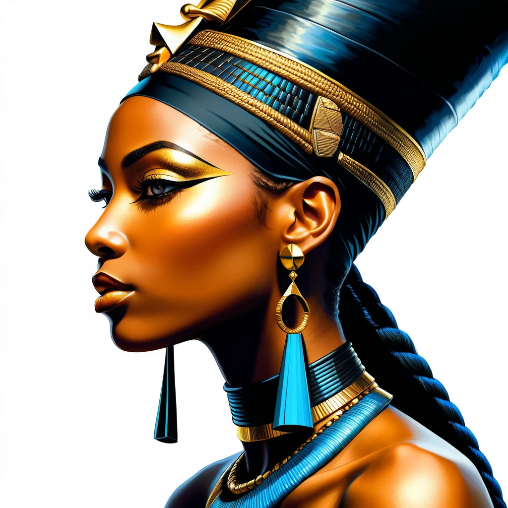 Regal African woman as surreal Egyptian pharaoh portrait