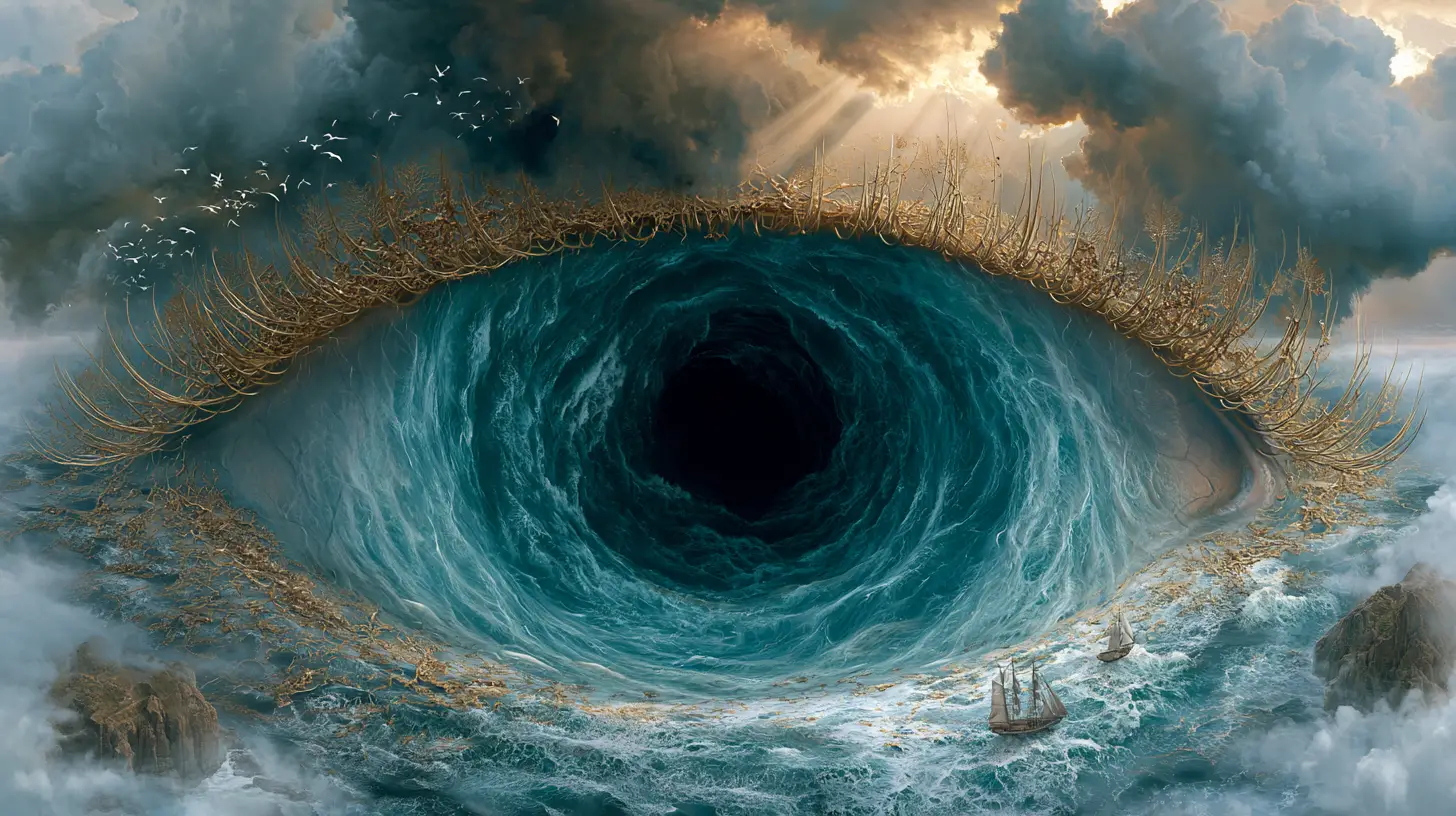 Gigantic Surreal Ocean Eye Seen From Above At Sea