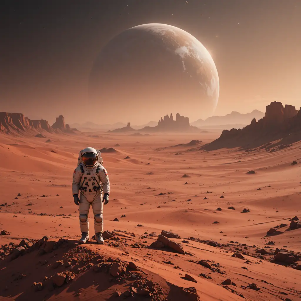 遙遠地球下的火星孤獨太空人