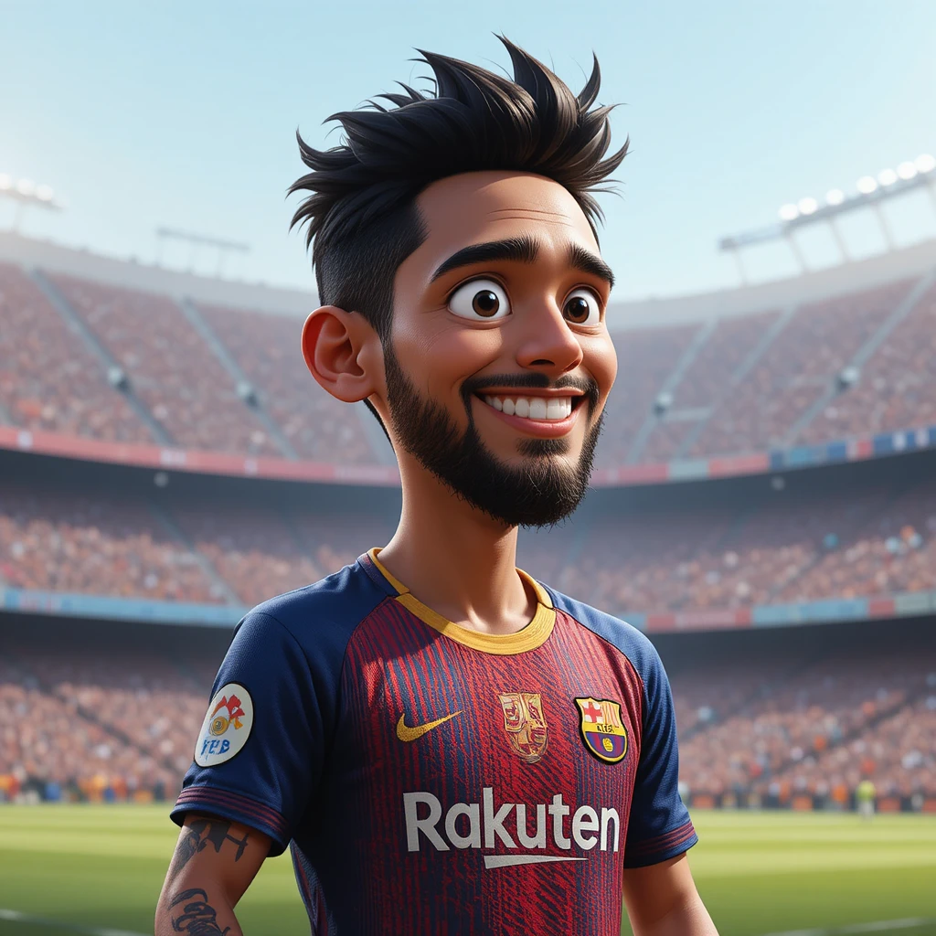 Soccer stars in action on the Barcelona stadium field