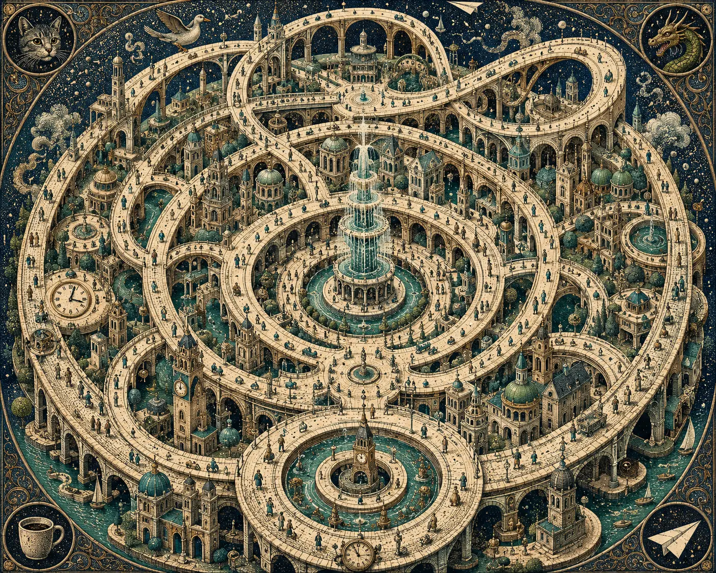 Surreal Circular City Of Endless Boulevards And Bridges