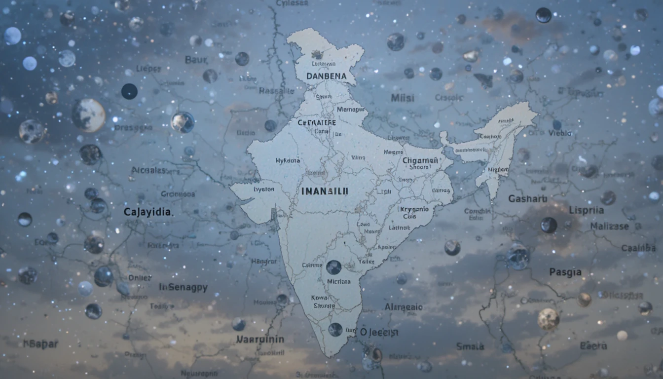 Mappa dettagliata dell’India alla luce del giorno con sfondo a tema eclissi