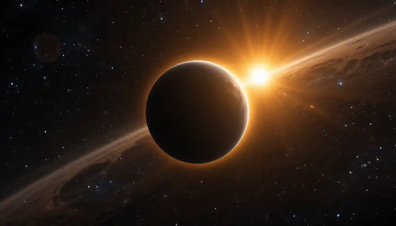 Allineamento di Sole, Luna e Terra nello spazio durante un’eclissi solare
