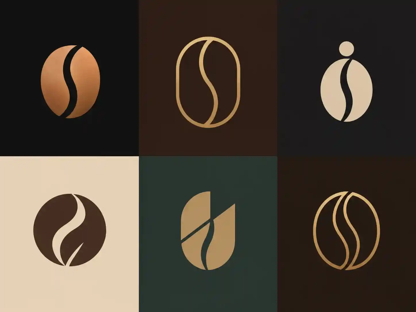 Logo minimalista geométrico de grão de café para branding artesanal