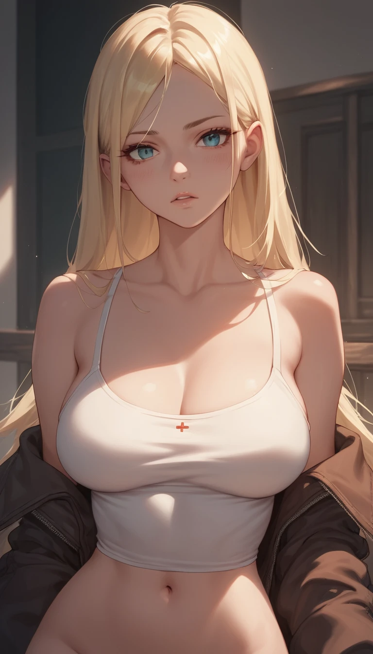昏暗房間中的金髮性感貓耳動漫女孩