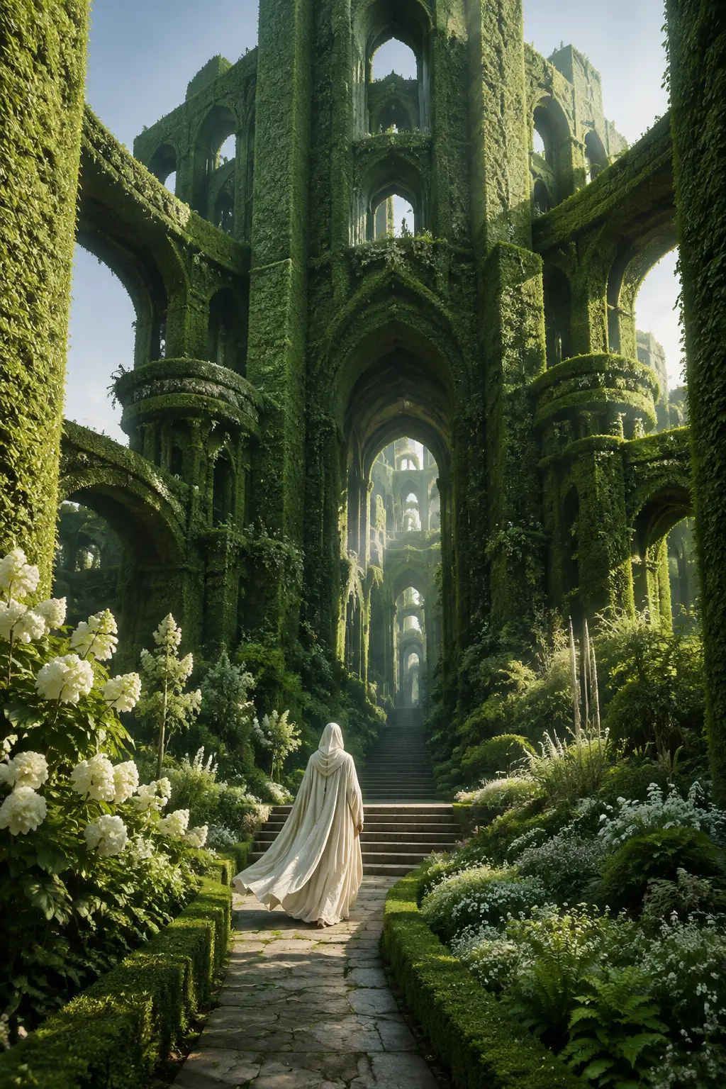 Monumental hedge sanctuary rising above a formal garden