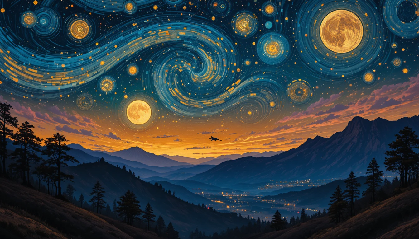 Steampunk flying machines over a golden futuristic dream city