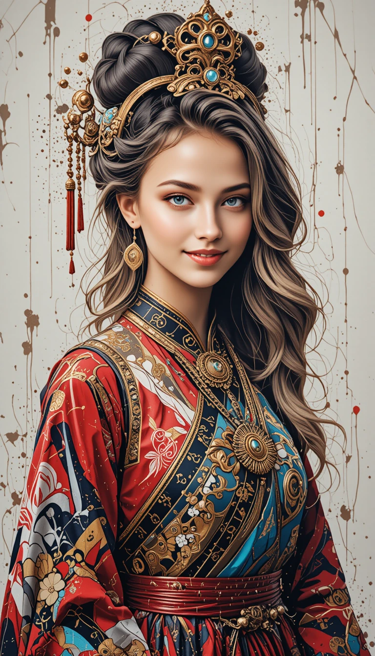 Retrato de mulher em traje tradicional Yi de Liangshan