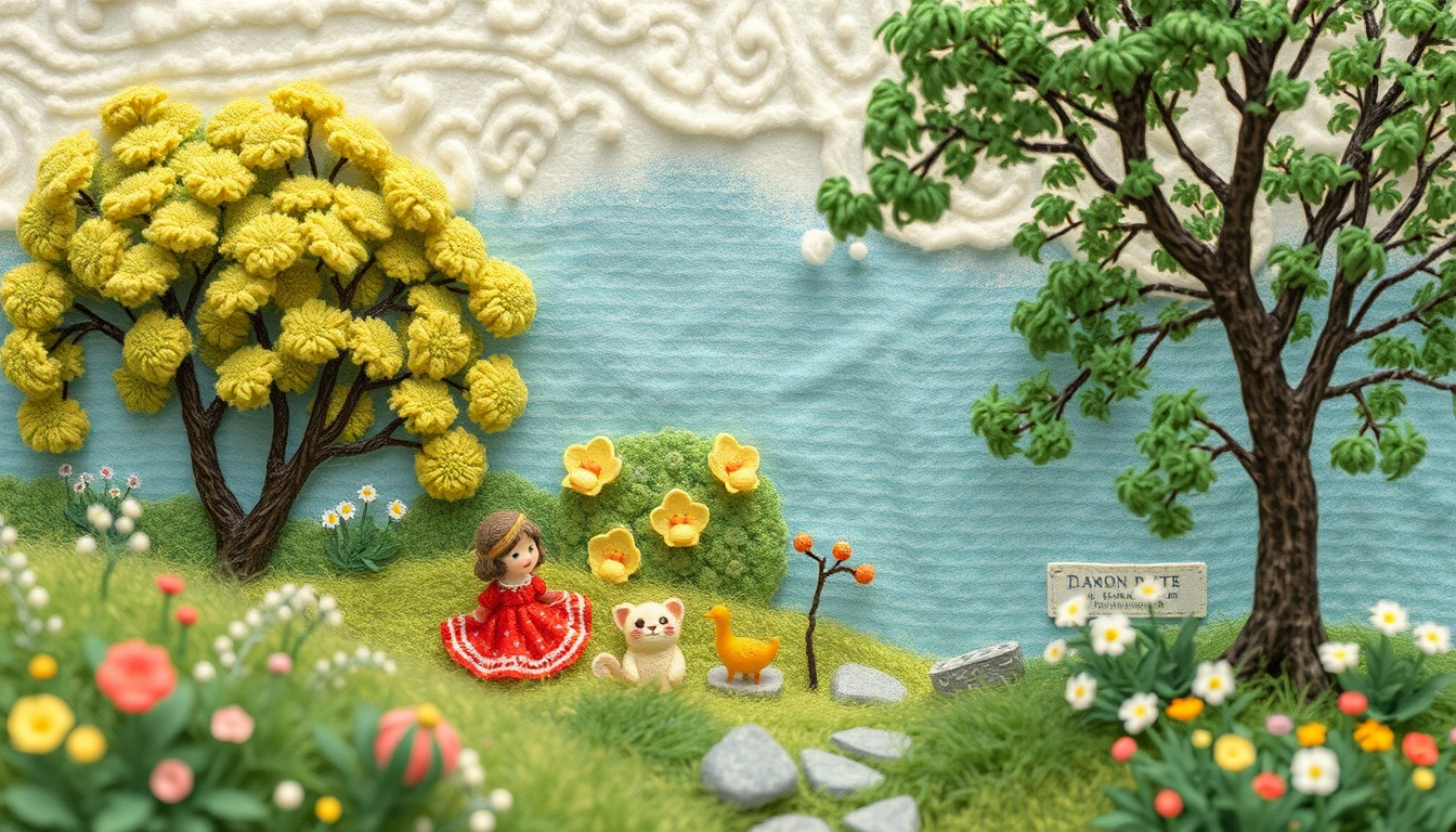 Paesaggio fantasy in miniatura in morbido stile pittorico impressionista