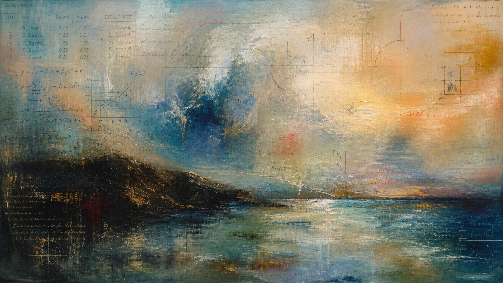 Layered abstract painting with echoes of earlier brushstrokes
