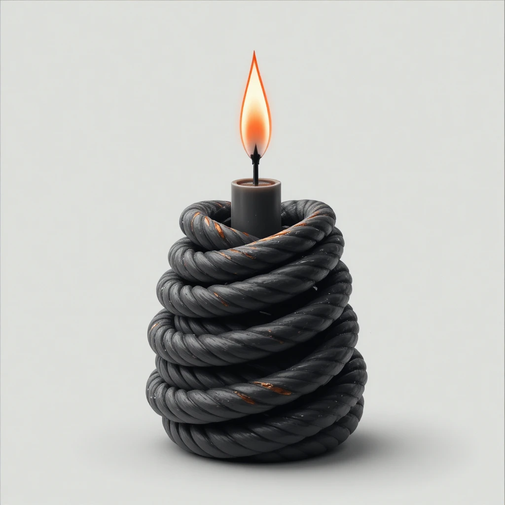 Flamme d’une seule bougie en spirale dans une illustration numérique minimaliste