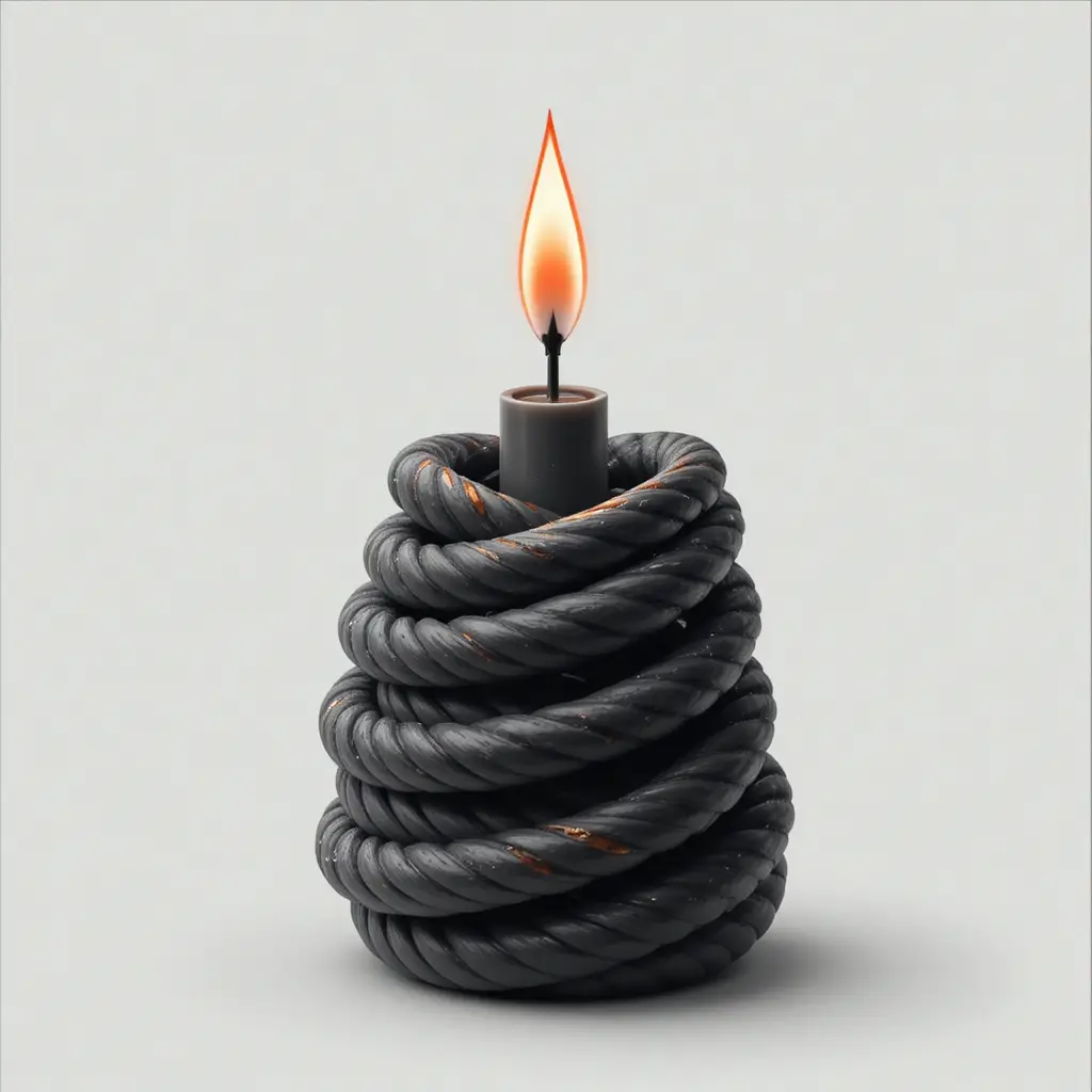 Flamme d’une seule bougie en spirale dans une illustration numérique minimaliste