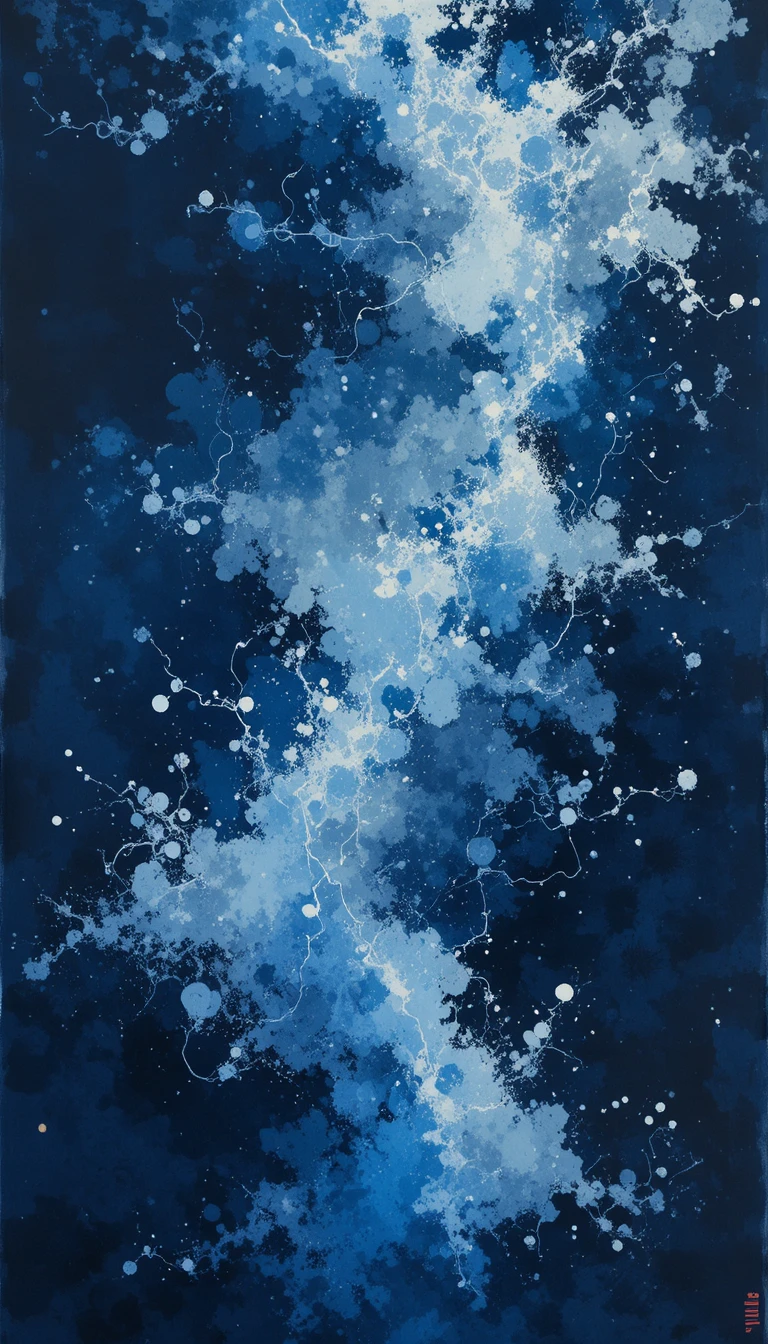 Dipinto astratto minimalista in una notte blu fiordaliso scuro
