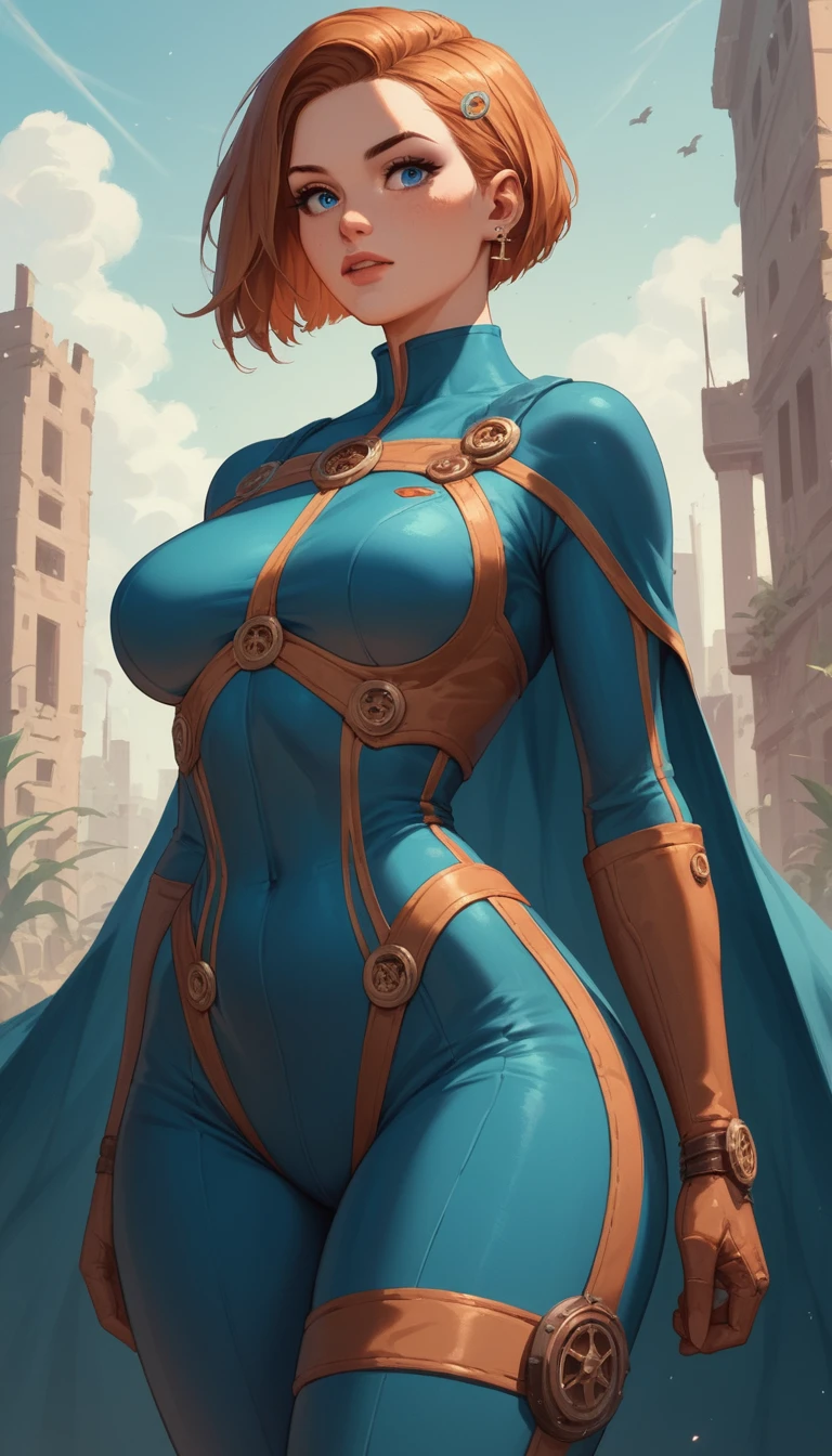 Voluptuous hellish heroine in a dark fantasy city