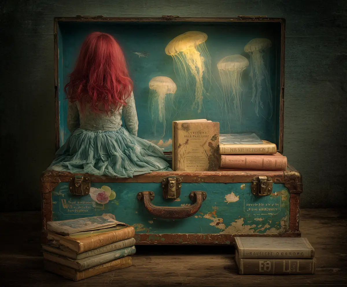 Angolo Lettura della Sirena in un Forziere del Tesoro Sottomarino