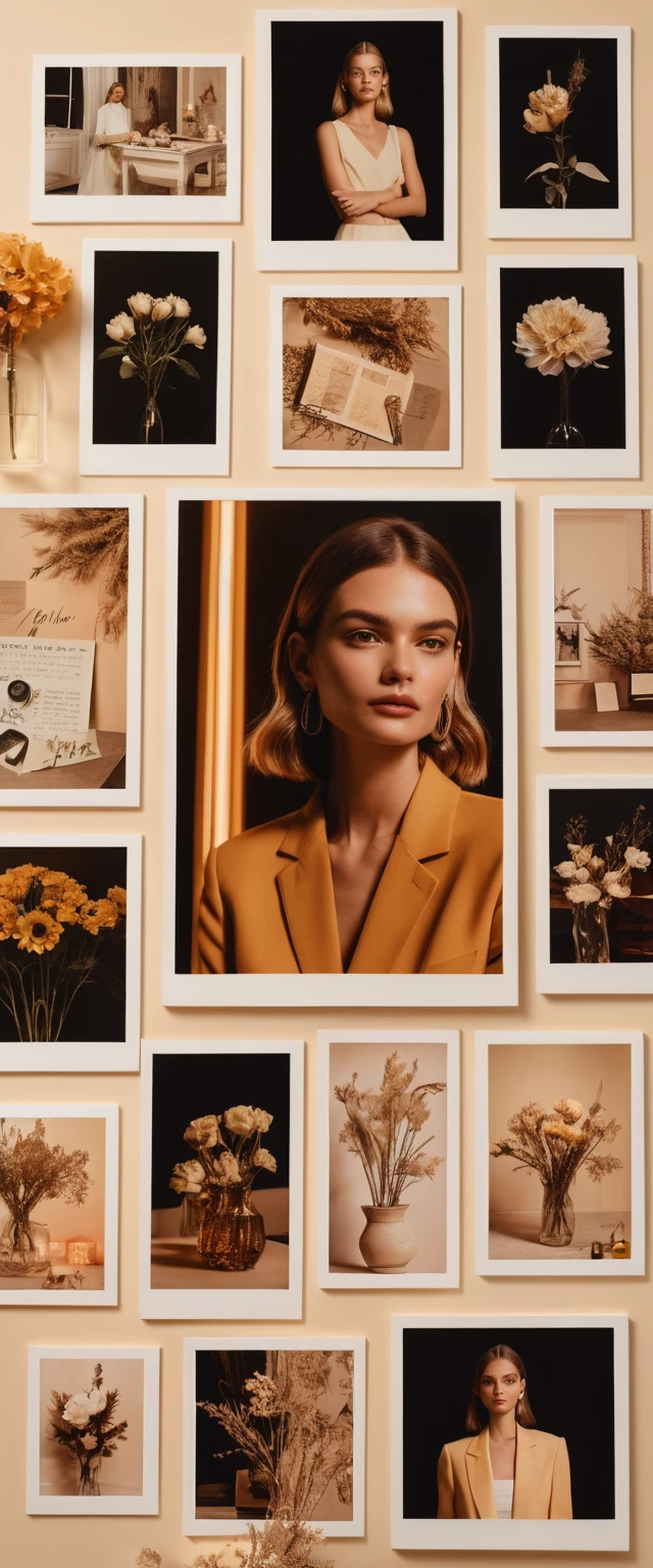 Colagem de moda de mulher elegante em luz interna quente