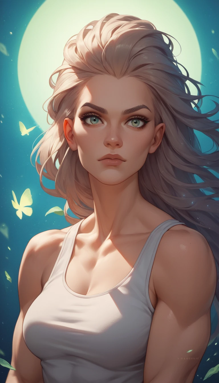 Close up portrait of a beautiful girl in a tank top