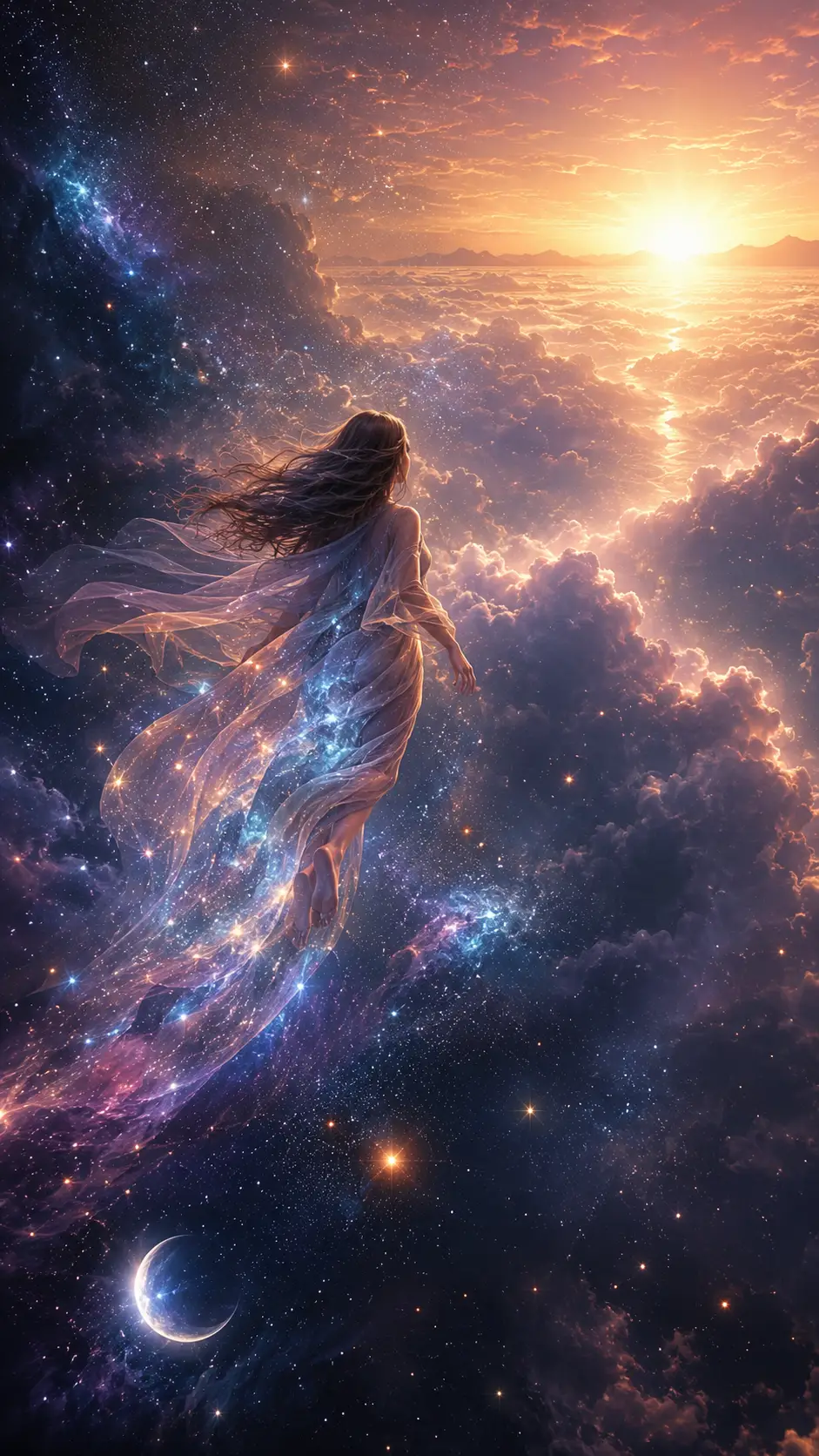 黎明前靜謐星空上的柔和暮光