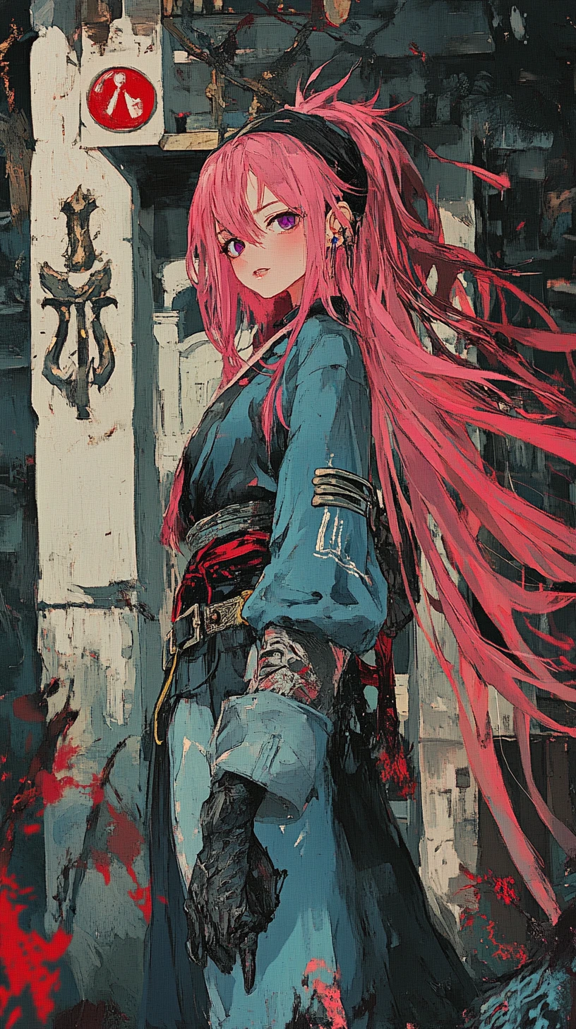 Fille d’anime se reposant avant la bataille dans un palais d’os