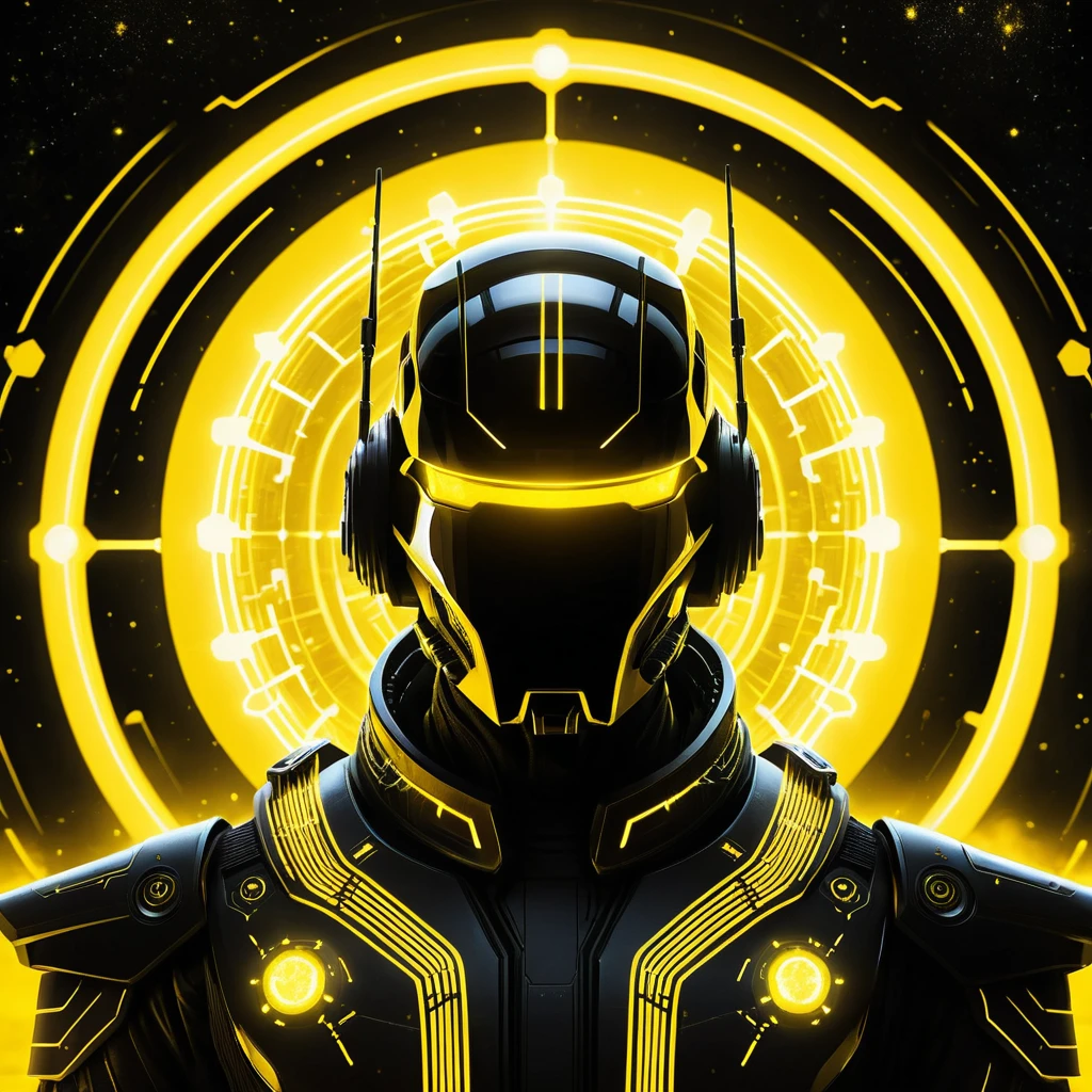 Futuristic galaxy scale cybernetic structure with neon glow