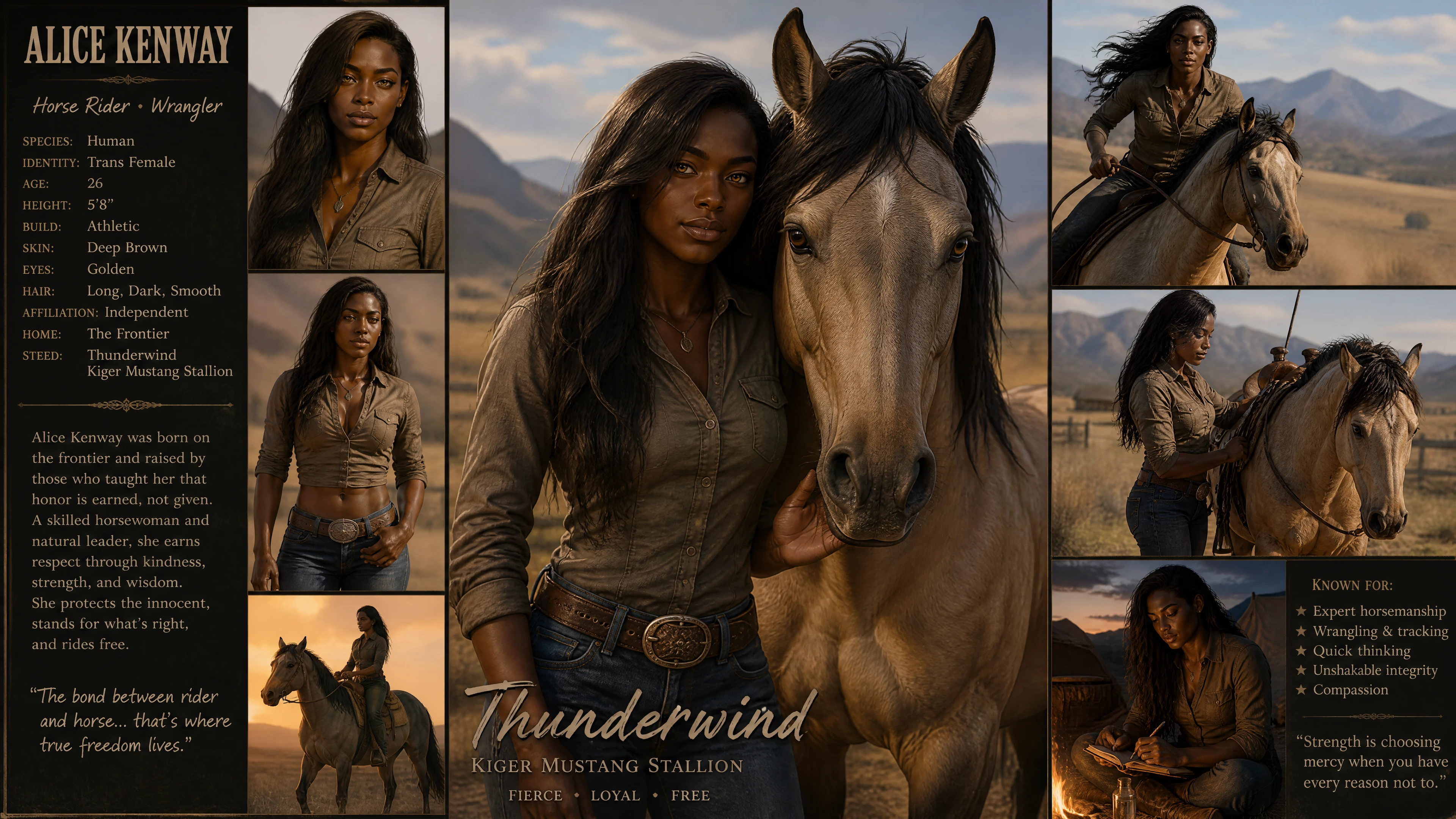 Cowgirl riding a kiger mustang stallion in the countryside