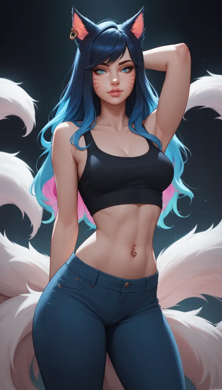 Fille de fantasy aux oreilles de chat dans un donjon sombre